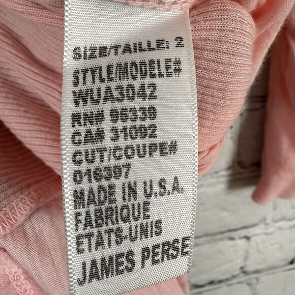 Standard James Perse Sheer Slub Side Panel Shirt Top Pink Peach US M - Picture 7 of 8